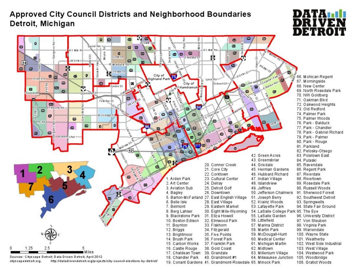 distretto di Detroit mappa