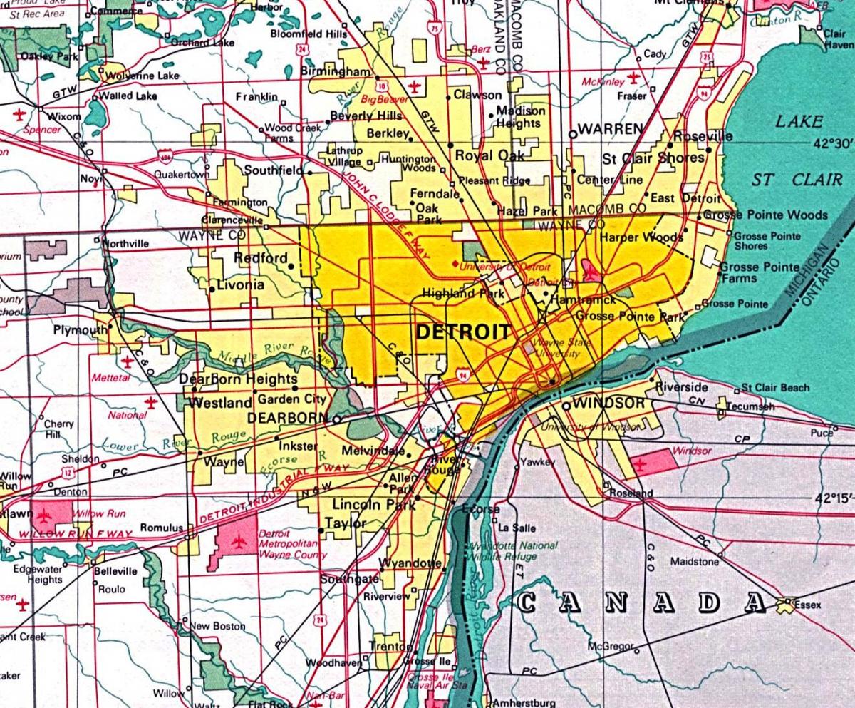 mappa di Detroit