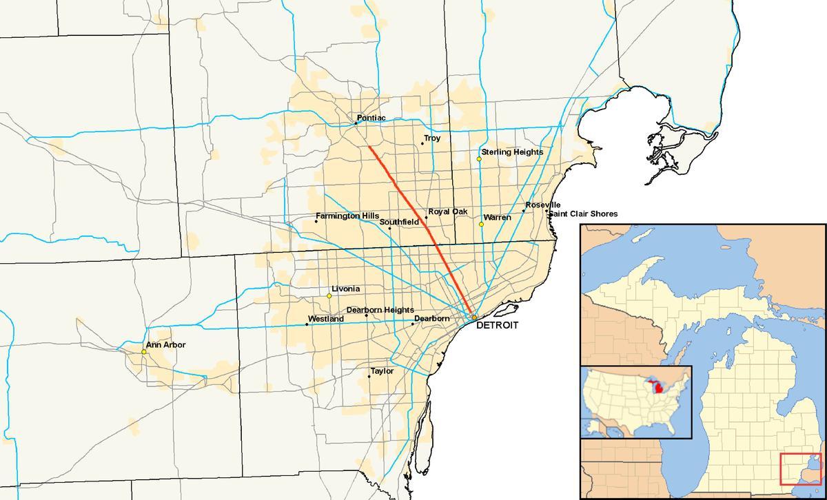 Detroit comuni, ordinati per distanze mappa