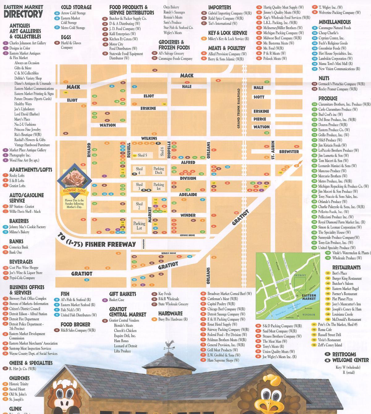 mappa del mercato orientale di Detroit
