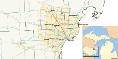 Detroit comuni, ordinati per distanze mappa