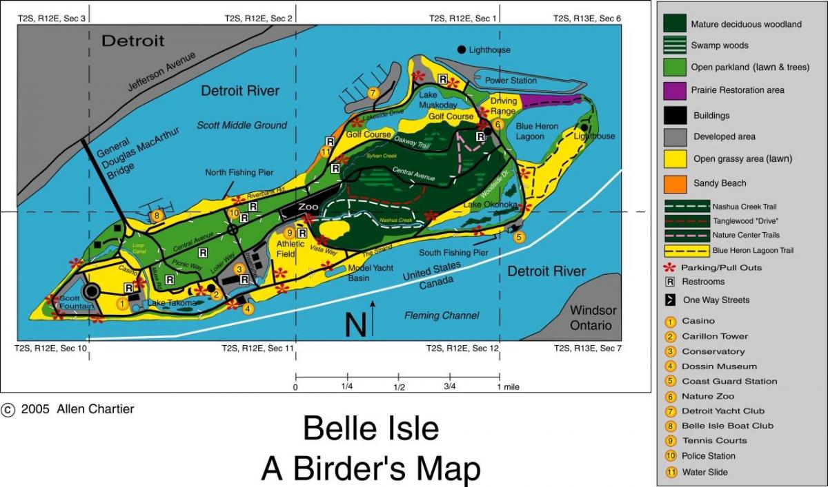 mappa di Detroit Belle Isle