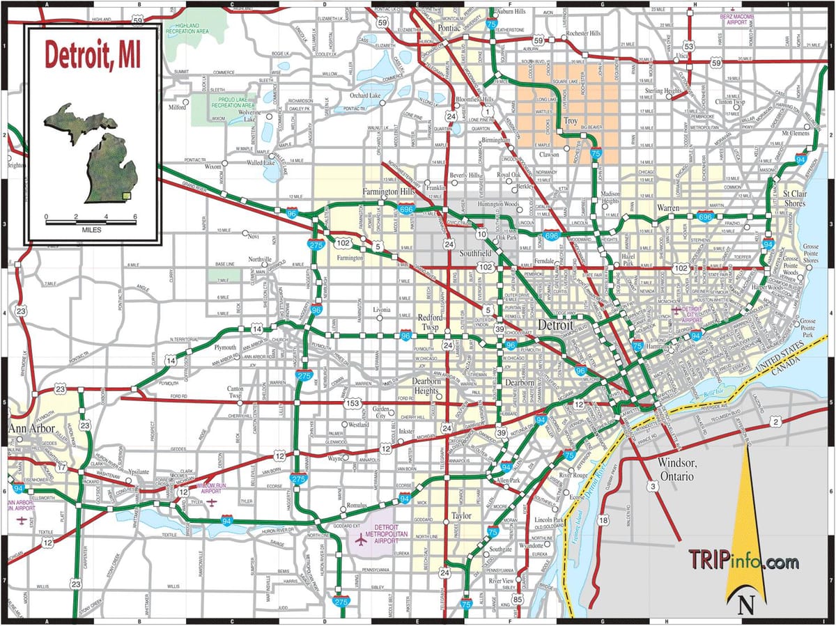 Detroit (Michigan) mappa