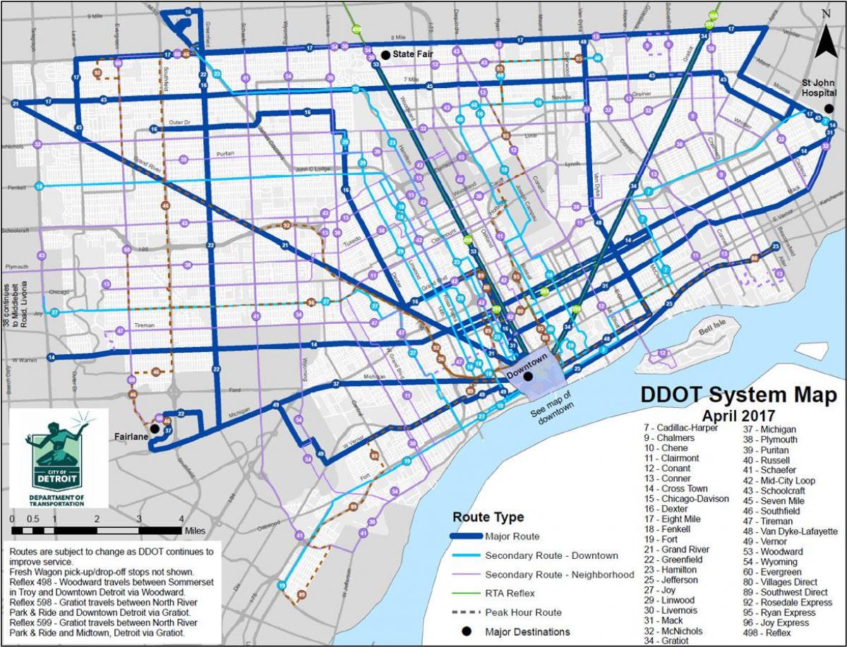 mappa di Detroit Bus