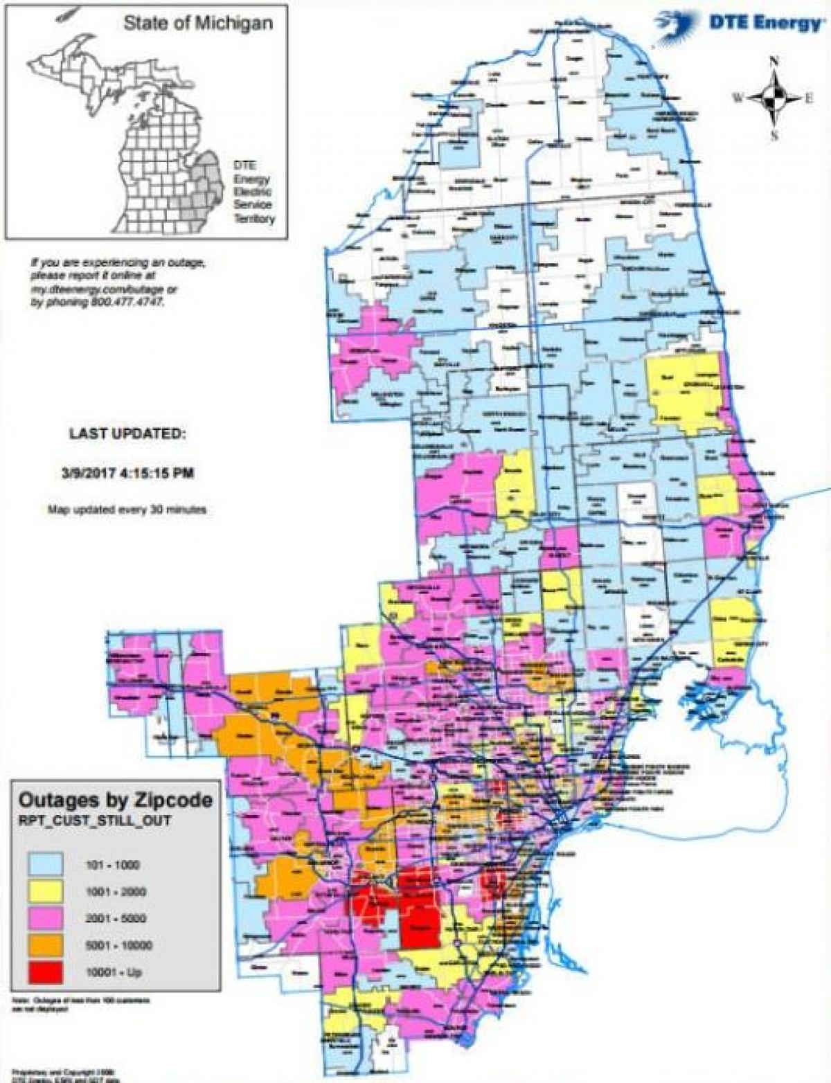Detroit edison interruzione dell'alimentazione mappa