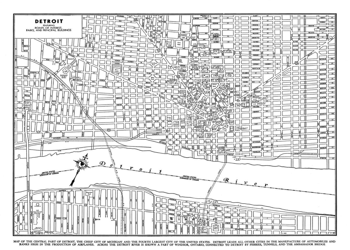 Città di Detroit mappa
